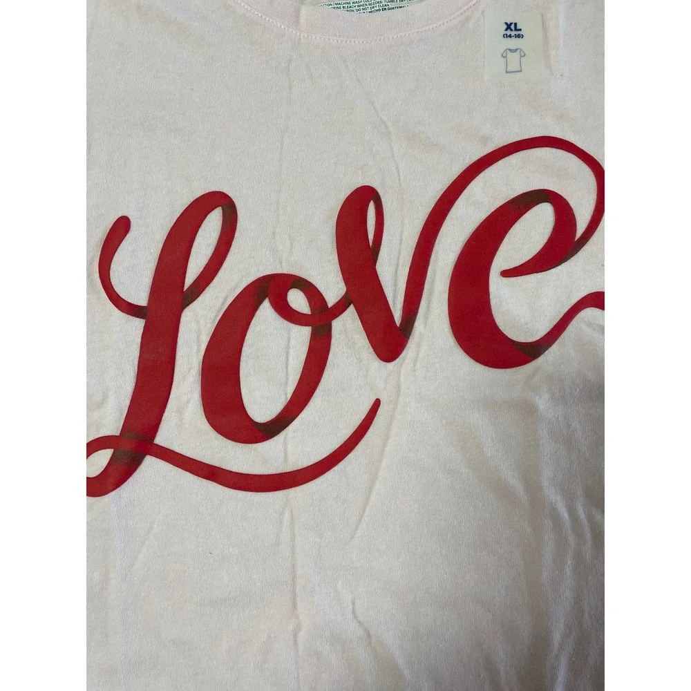 Old Navy Girls XL 14-16 Pink Love‎ Graphic Short Sleeve T-Shirt NWT 844030-08-1